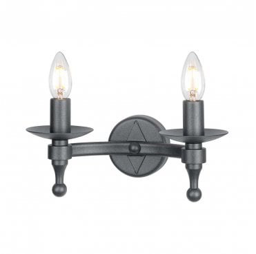 WR2-GRAPHITE Warwick 2 Light Wall Light in a Graphite Black Finish
