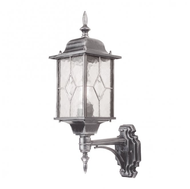 Elstead Lighting WX1 Wexford Outdoor IP44 1 Light Up Wall Lantern in a Black and Silver Finish