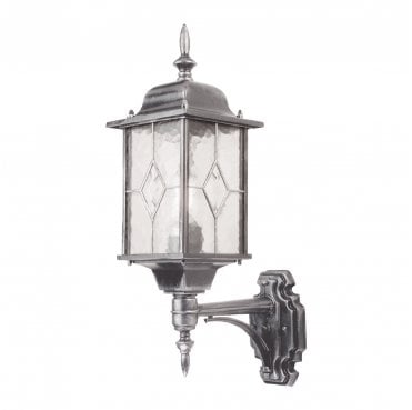 WX1 Wexford Outdoor IP44 1 Light Up Wall Lantern in a Black and Silver Finish