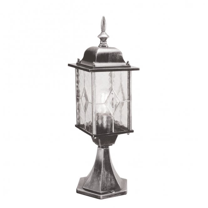 Elstead Lighting WX3 Wexford OutdoorIP44 1 Light Pedestal Lantern in a Black and Silver Finish