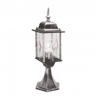WX3 Wexford OutdoorIP44 1 Light Pedestal Lantern in a Black and Silver Finish