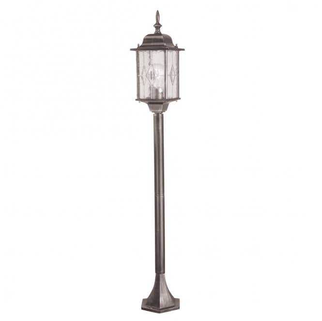 Elstead Lighting WX4 Wexford Outdoor IP44 1 Light Pillar Lantern in a Black and Silver Finish