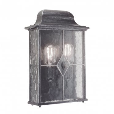WX7 Wexford Outdoor IP23 2 Light Half Lantern in a Black and Silver Finish