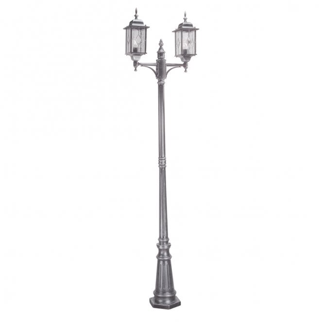 Elstead Lighting WX8 Wexford OutdoorIP44 2 Light Lamp Post in a Black and Silver Finish