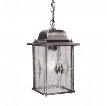 WX9 Wexford Outdoor IP23 1 Light Chain Lantern in a Black and Silver Finish