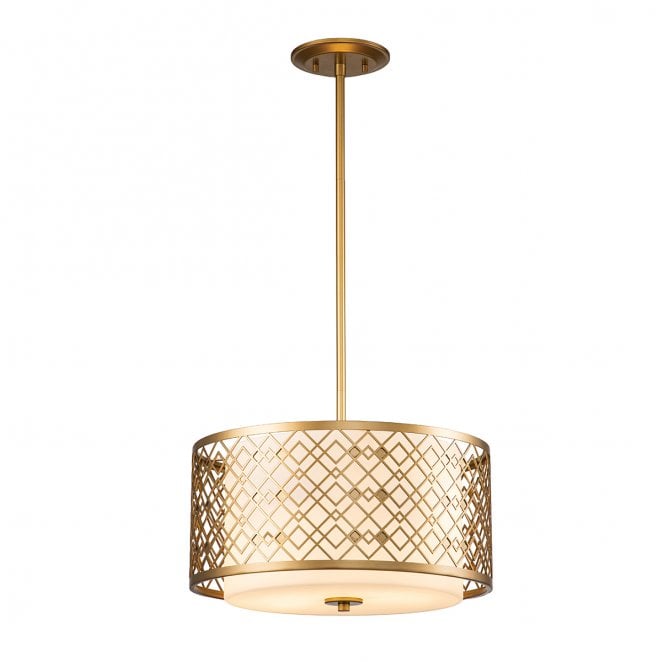 Elstead Lighting ZIGGY-2P-M-LG Ziggy 2 Light Medium Pendant in a Lacquered Gold Finish