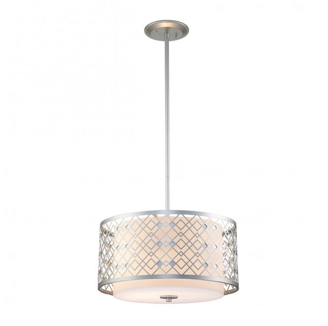 Elstead Lighting ZIGGY-2P-M-LS Ziggy 2 Light Medium Pendant in a Lacquered Silver Finish