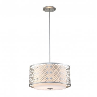 ZIGGY-2P-M-LS Ziggy 2 Light Medium Pendant in a Lacquered Silver Finish