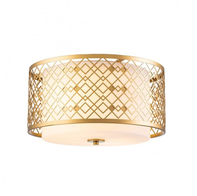 Elstead Lighting ZIGGY-F-M-LG Ziggy 2 Light Medium Flush Light in a Lacquered Gold Finish
