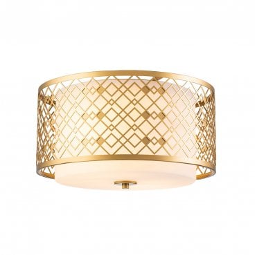 ZIGGY-F-M-LG Ziggy 2 Light Medium Flush Light in a Lacquered Gold Finish