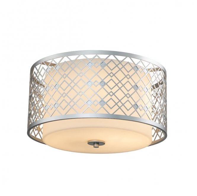 Elstead Lighting ZIGGY-F-M-LS Ziggy 2 Light Medium Flush Light in a Lacquered Silver Finish
