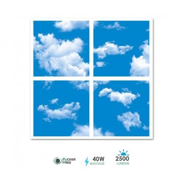 E801 Set of 4, 40w 60x60 LED 2D Sky Ceiling Image Panels - Daylight 6000k