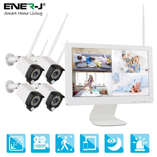 Ener-J IPC1025 All in One Wireless CCTV System - 4x IP Cameras, 8CH 1080P NVR, 1TB HDD and 15.6