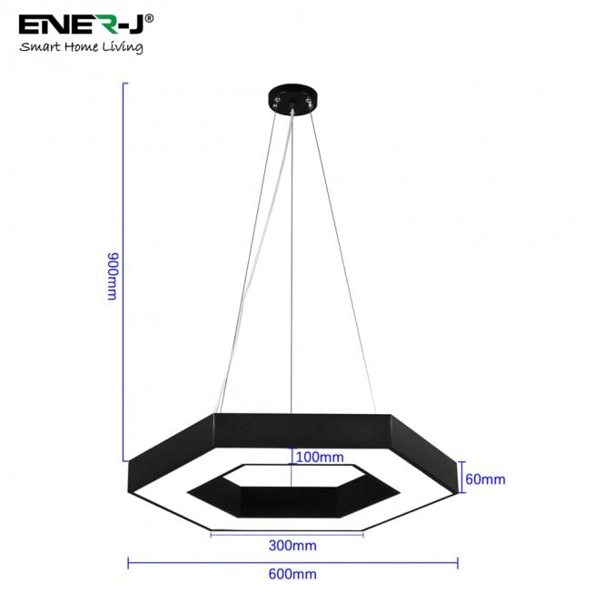 Ener-J T170, Set of 2, Hollow Hexagen Pendant Lights with Hanging Accessory