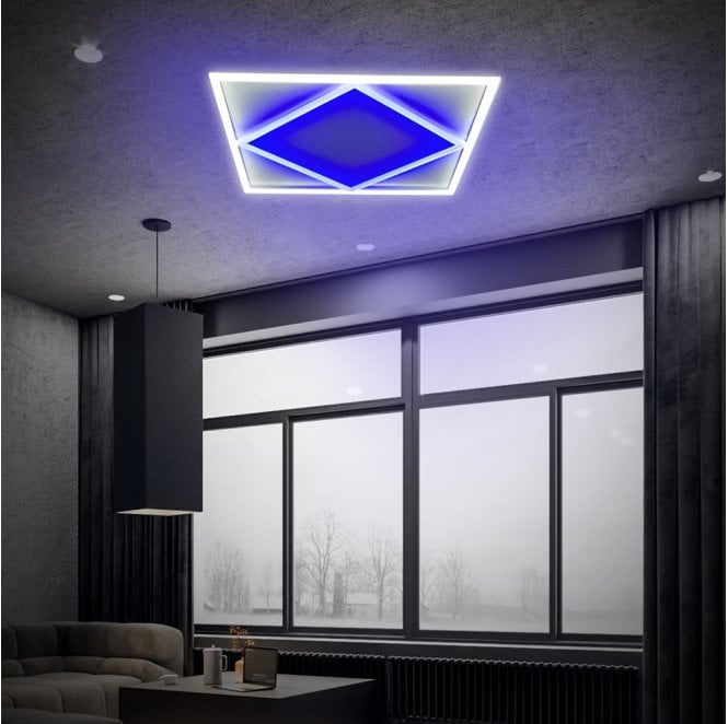Ener-J T200BL, Set of 4, Diamond Design LED Frame Panel with Blue Inside Light