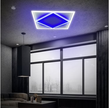 T200BL, Set of 4, Diamond Design LED Frame Panel with Blue Inside Light