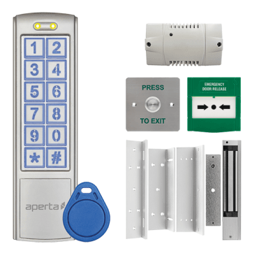 EZT3K Aperta Single Door Internal Keypad Kit with 1x EZTAG3 in Silver, EZT3ST10 Proximity Tags, 1x A1ML250, 1x EVBPSBB, 1x A1EXIT and 1x A1ECP