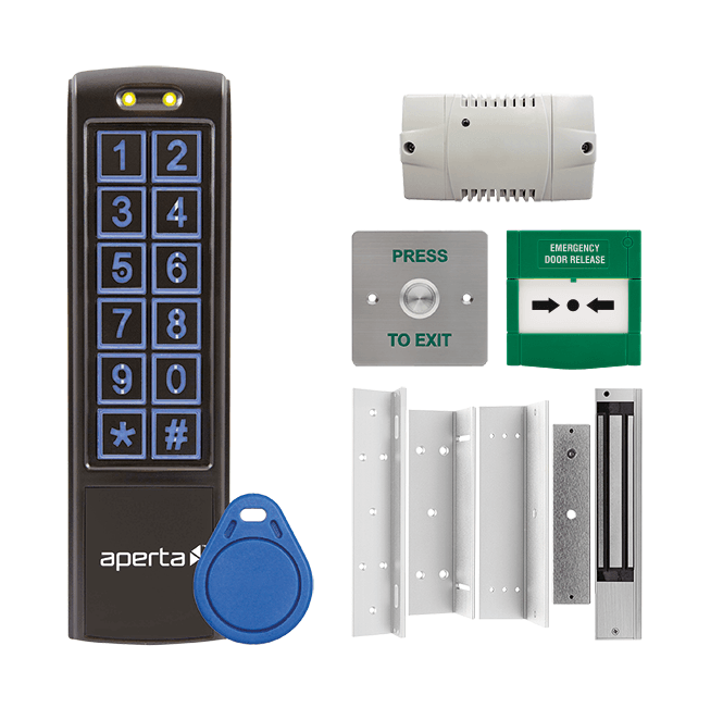 ESP EZT3KB Aperta Single Door Internal Keypad Kit with 1x EZTAG3B in Black, EZT3ST10 Proximity Tags, 1x A1ML250, 1x EVBPSBB, 1x A1EXIT and 1x A1ECP