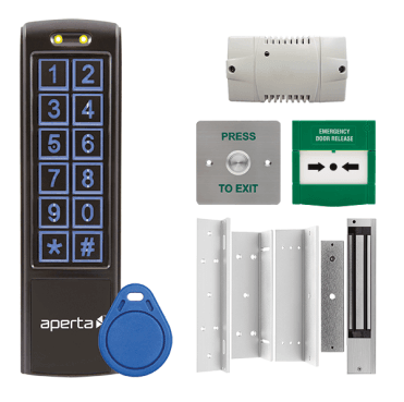 EZT3KB Aperta Single Door Internal Keypad Kit with 1x EZTAG3B in Black, EZT3ST10 Proximity Tags, 1x A1ML250, 1x EVBPSBB, 1x A1EXIT and 1x A1ECP