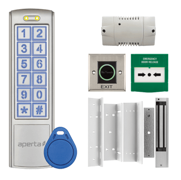 EZT3KC Aperta Single Door Internal Keypad Kit with 1x EZTAG3 in Silver, EZT3ST10 Proximity Tags, 1x A1ML250, 1x EVBPSBB, 1x EVEXITC and 1x A1ECP