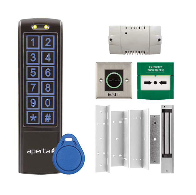 ESP EZT3KCB Aperta Single Door Internal Keypad Kit with 1x EZTAG3B in Black, EZT3ST10 Proximity Tags, 1x A1ML250, 1x EVBPSBB, 1x EVEXITC and 1x A1ECP