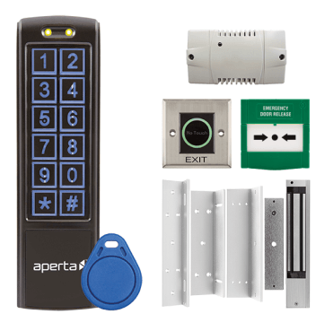 EZT3KCB Aperta Single Door Internal Keypad Kit with 1x EZTAG3B in Black, EZT3ST10 Proximity Tags, 1x A1ML250, 1x EVBPSBB, 1x EVEXITC and 1x A1ECP