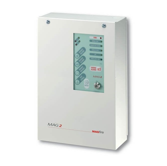 ESP MAG2 2 Zone Fire Panel in a Metal Casing