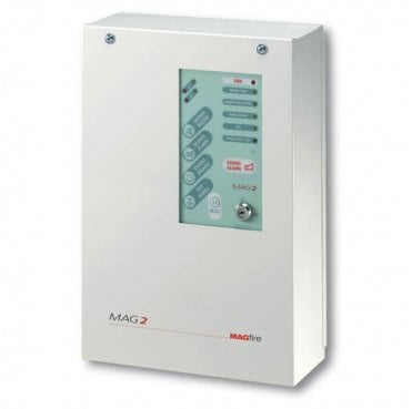 MAG2 2 Zone Fire Panel in a Metal Casing