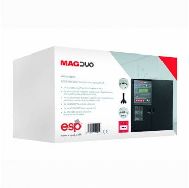 MAGDUO2BKIT 2 Zone 2 Wire Conventional Fire Alarm Kit with a Black Panel