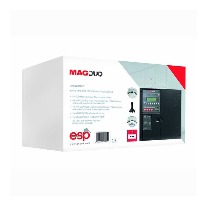 ESP MAGDUO8BKIT 8 Zone 2 Wire Conventional Fire Alarm Kit with a Black Panel
