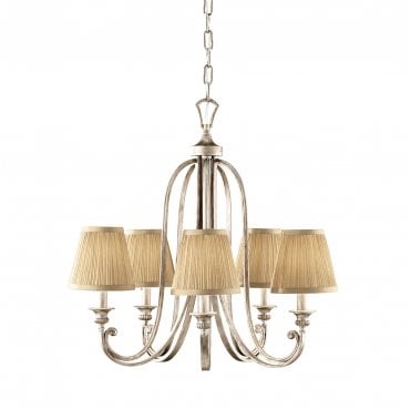 FE-ABBEY5 Abbey 5 Light Chandelier in a Silver Sand Finish