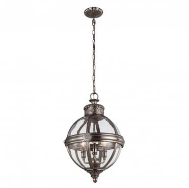FE-ADAMS-3P-ANL Adams 3 Light Pendant Chandelier in an Antique Nickel Finish