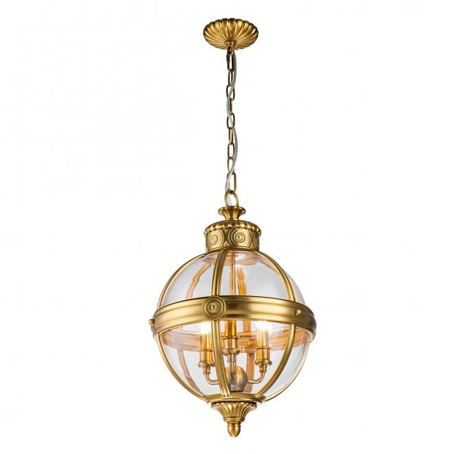 Feiss FE-ADAMS-3P-BB Adams 3 Light Pendant Chandelier in a Burnished Brass Finish
