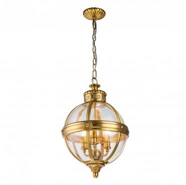 FE-ADAMS-3P-BB Adams 3 Light Pendant Chandelier in a Burnished Brass Finish