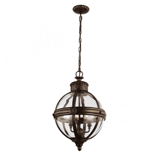 Feiss FE-ADAMS-3P-BRZ Adams 3 Light Pendant Chandelier in a British Bronze Finish