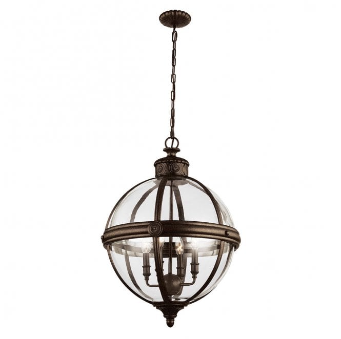 Feiss FE-ADAMS-4P-BRZ Adams 4 Light Pendant Chandelier in a British Bronze Finish