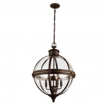 FE-ADAMS-4P-BRZ Adams 4 Light Pendant Chandelier in a British Bronze Finish
