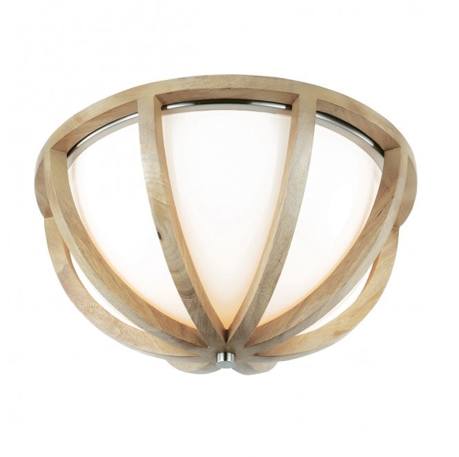 Feiss FE-ALLIER-F-LW Allier Flush Mount in a Light Wood and Brushed Steel Finish