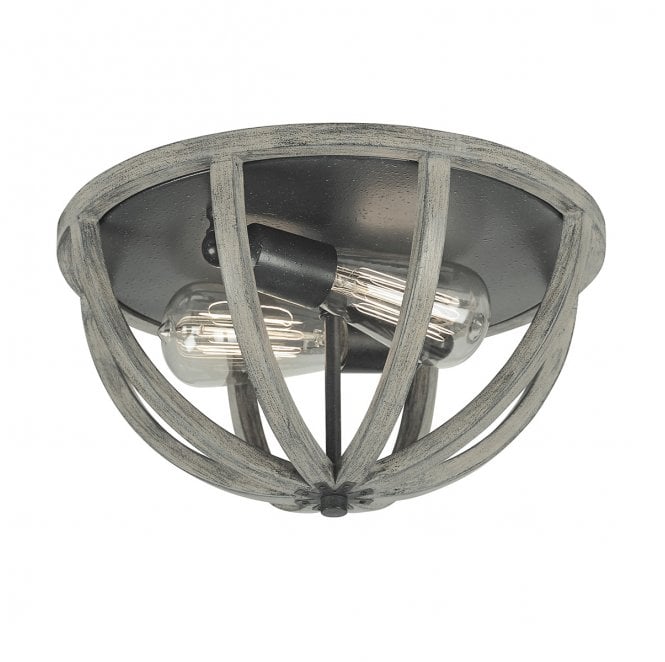 Feiss FE-ALLIER-F-WW Allier Flush Mount in a Weathered Oak Wood and Antique Forged Iron Finish
