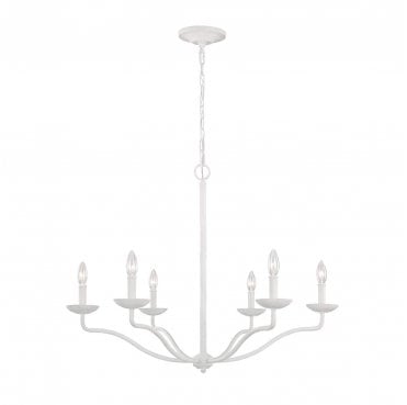 FE-ANNIE6-PSW Annie 6 Light Chandelier in a Textured Plaster White Finish