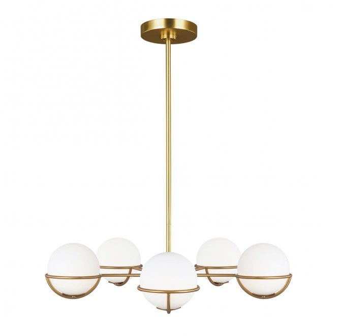 Feiss FE-APOLLO5-BB Apollo 5 Light Chandelier in a Burnished Brass Finish