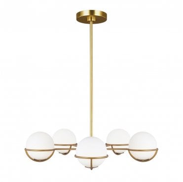 FE-APOLLO5-BB Apollo 5 Light Chandelier in a Burnished Brass Finish