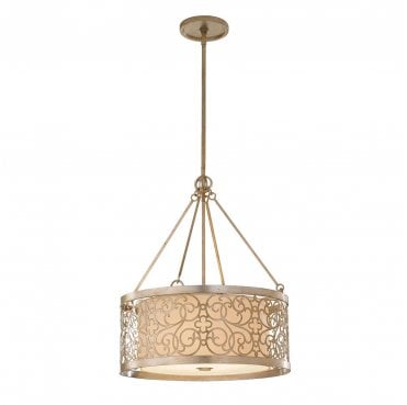 FE-ARABESQUE4 Arabesque 4 Light Chandelier in a Silver Leaf Patina Finish