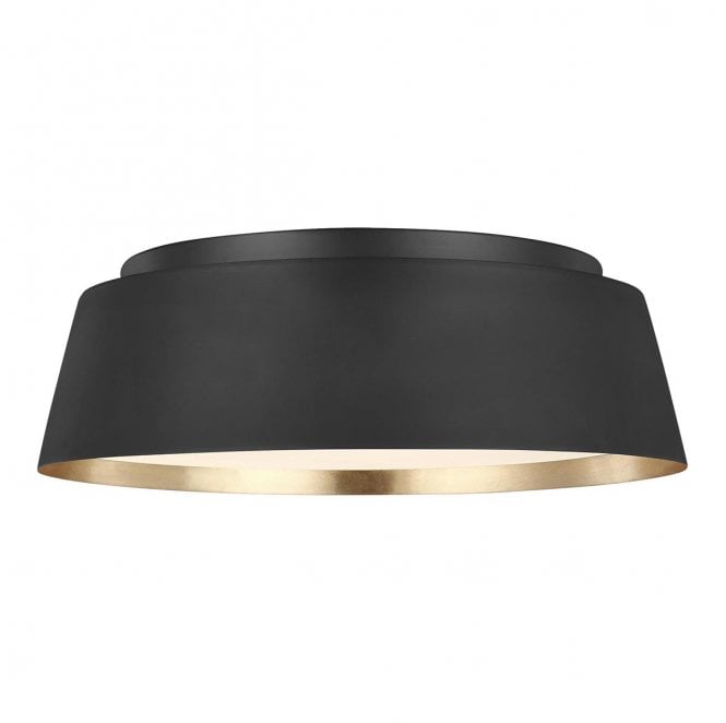 Feiss FE-ASHER-3F-MB Asher 3 Light Flush Light in a Midnight Black and Gold Finish