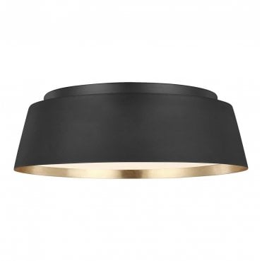 FE-ASHER-3F-MB Asher 3 Light Flush Light in a Midnight Black and Gold Finish