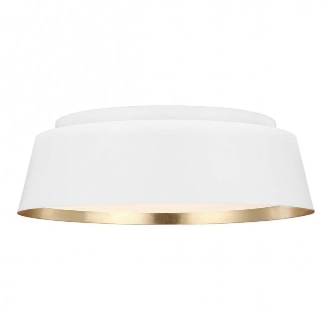 Feiss FE-ASHER-3F-WHT Asher 3 Light Flush Light in a Matt White and Gold Finish
