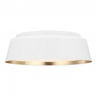 FE-ASHER-3F-WHT Asher 3 Light Flush Light in a Matt White and Gold Finish