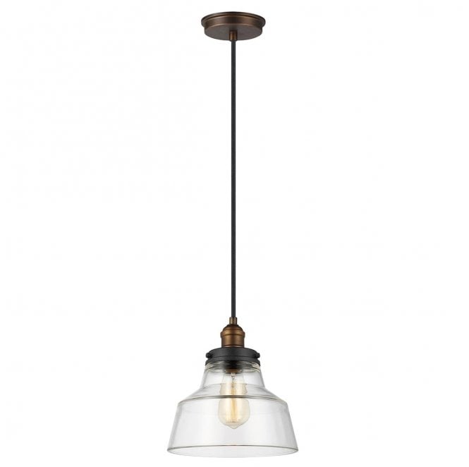 Feiss FE-BASKIN-P-A-BR Baskin 1 Light Pendant in a Painted Aged Brass and Dark Weathered Zinc Finish