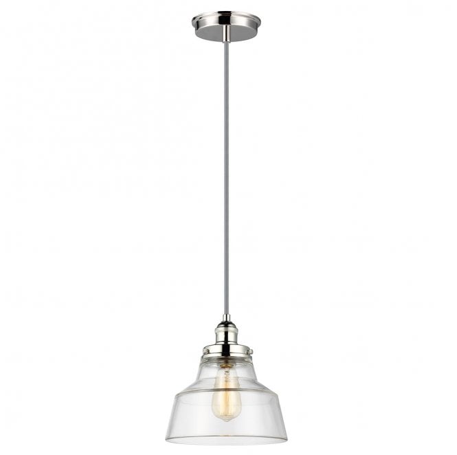 Feiss FE-BASKIN-P-A-PN Baskin 1 Light Pendant in a Polished Nickel Finish