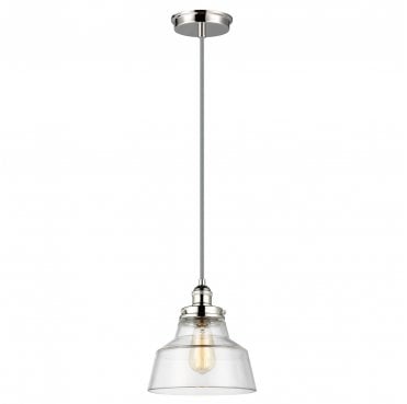 FE-BASKIN-P-A-PN Baskin 1 Light Pendant in a Polished Nickel Finish
